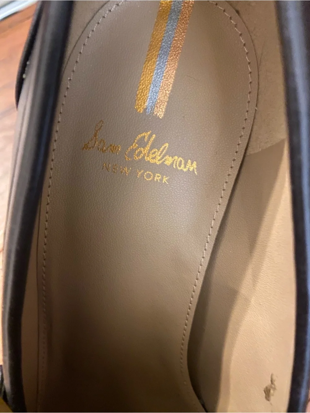 Sam Edelman Black Platform Loafers with Gold Chain